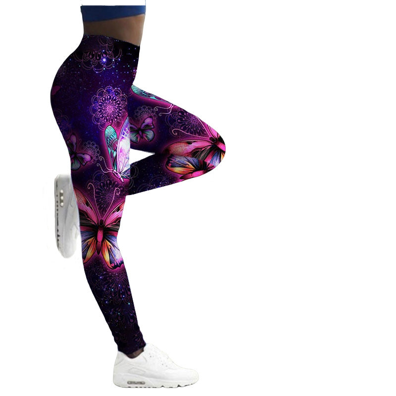 Women's Leggings Fitness Breathable Butterfly Printed Yoga Pants