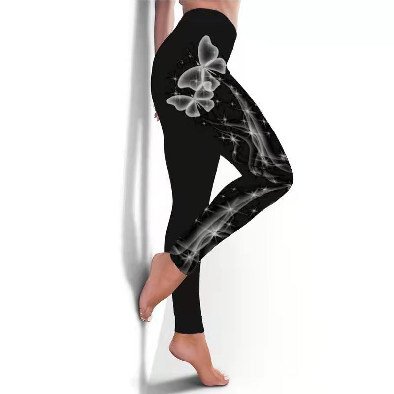 Women's Leggings Fitness Breathable Butterfly Printed Yoga Pants