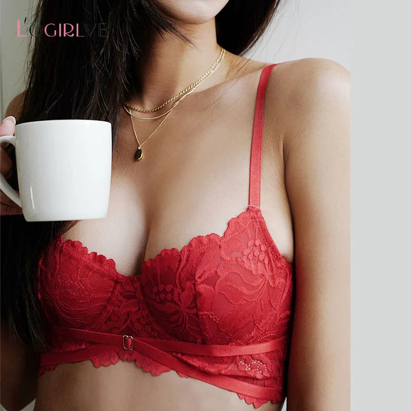Upgrade Your Intimates: Logirlve Ultra-thin Bra Set with Sexy Embroidery Lace & Straps for Women