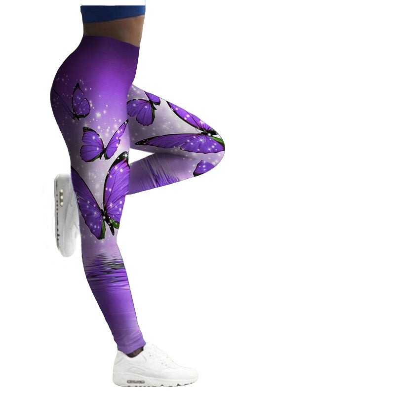Women's Leggings Fitness Breathable Butterfly Printed Yoga Pants